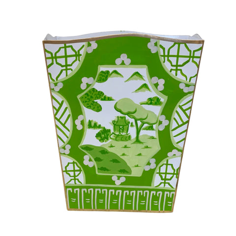 Dana Gibson Canton in Green Wastebasket and Tissue Box