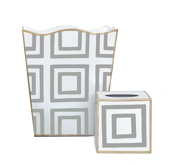 Dana Gibson Wastebasket, Tissue Box in Cooper Grey