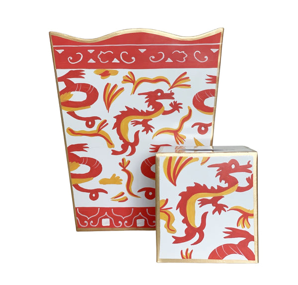 Dana Gibson Wastebasket in Orange Dragon