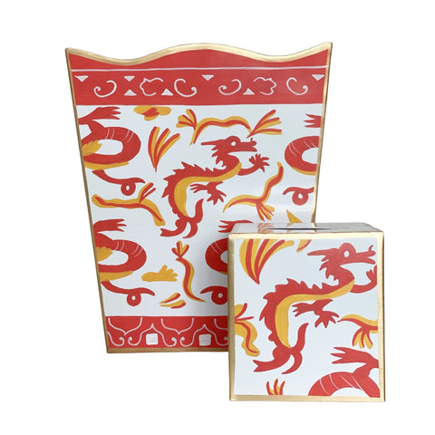 Dana Gibson Wastebasket in Orange Dragon