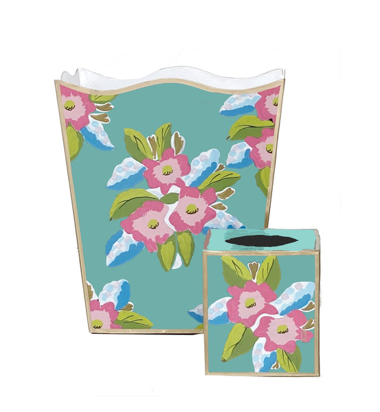 Dana Gibson Elsie in Turquoise Wastebasket, Tissue Box