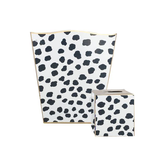 Dana Gibson Black Fleck Wastebasket, Tissue Box