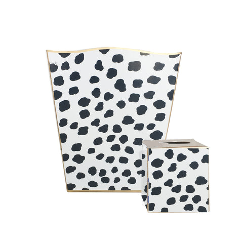 Dana Gibson Black Fleck Wastebasket, Tissue Box