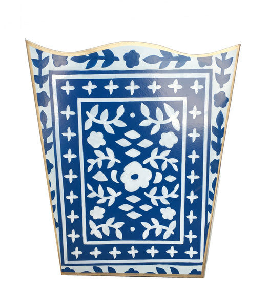 Dana Gibson Mosaic in Navy Wastebasket and Tissue Box