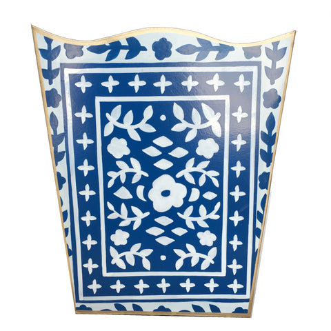 Dana Gibson Mosaic in Navy Wastebasket and Tissue Box