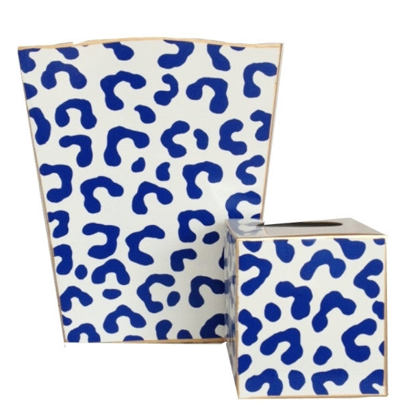 Navy Ocelot Wastebasket, Tissue Box