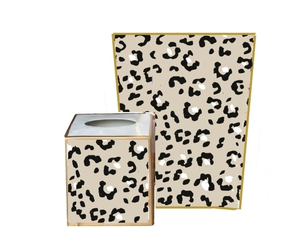 White Leopard Wastebasket, Tissue Box