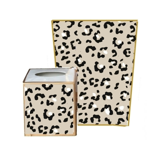 White Leopard Wastebasket, Tissue Box