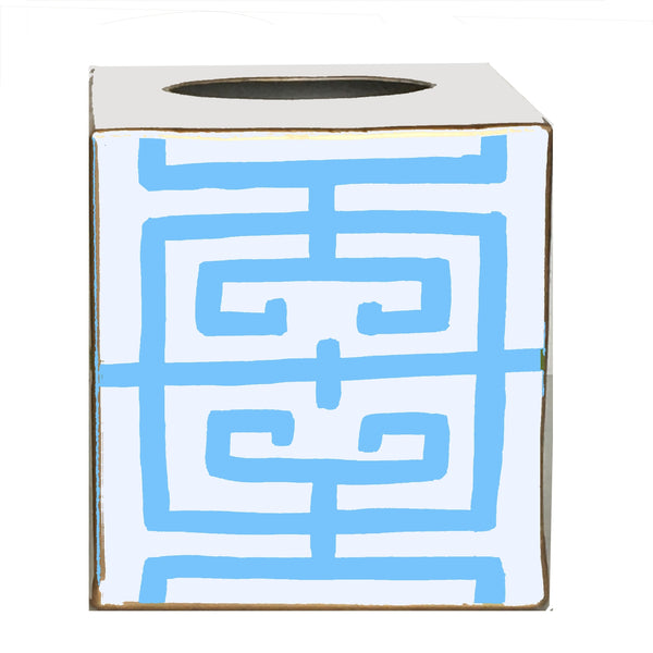 Dana Gibson Blue Fret Wastebasket, Tissue Box