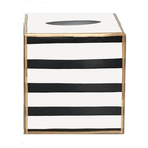 Dana Gibson Black Penstripe Wastebasket, Tissue Box