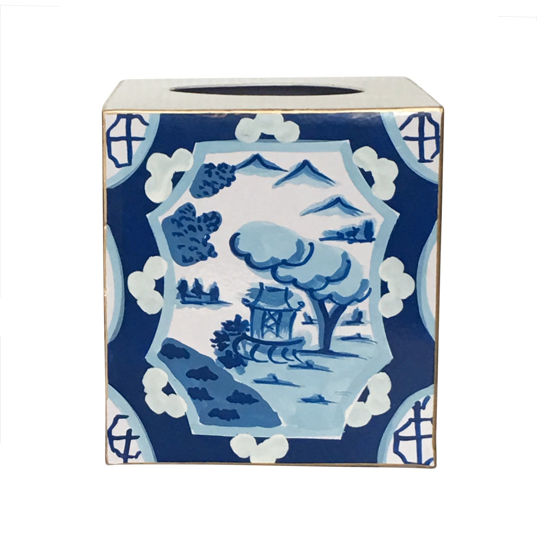Dana Gibson Canton in Blue Wastebasket and Tissue Box