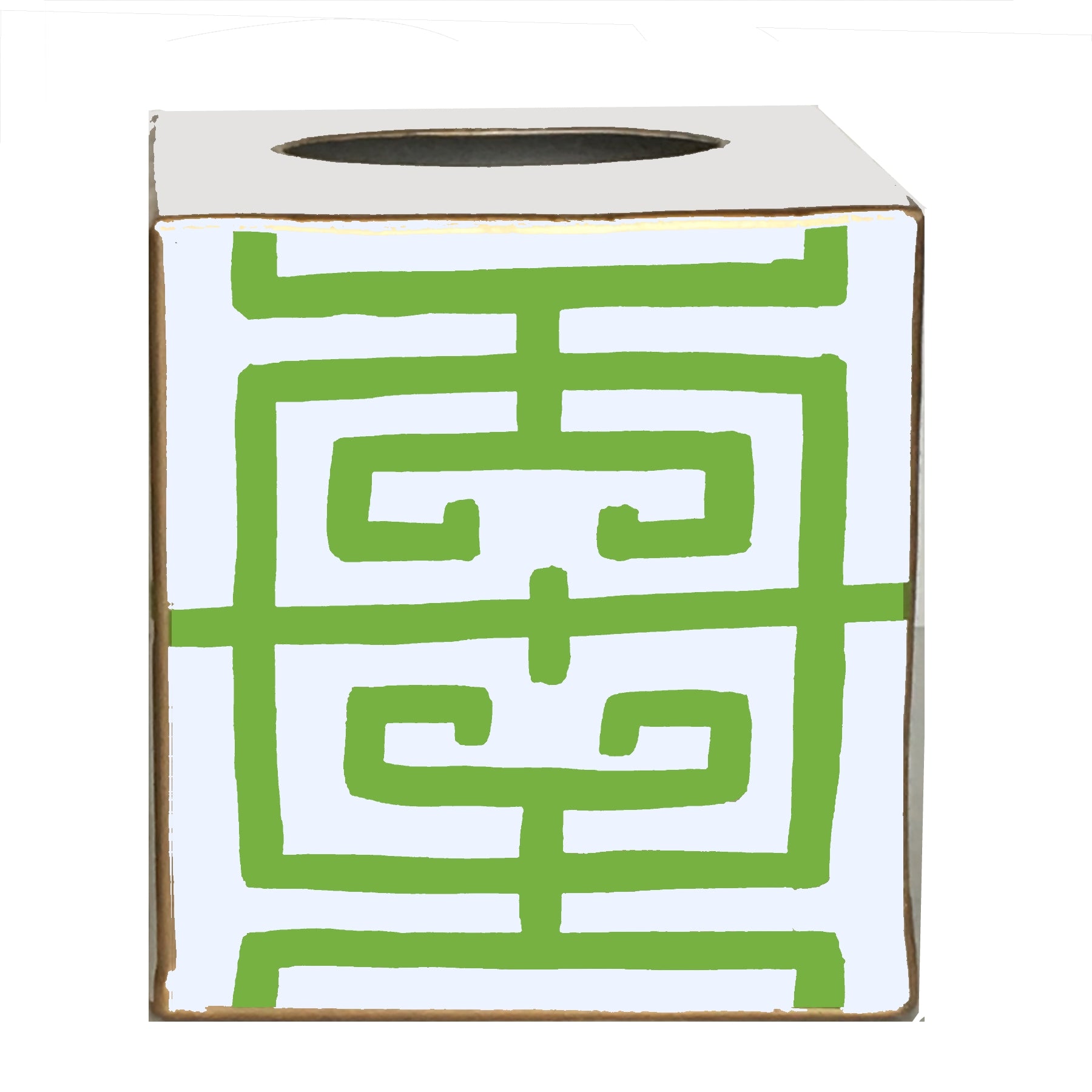 Dana Gibson Wastebasket, Tissue Box in Green Fret