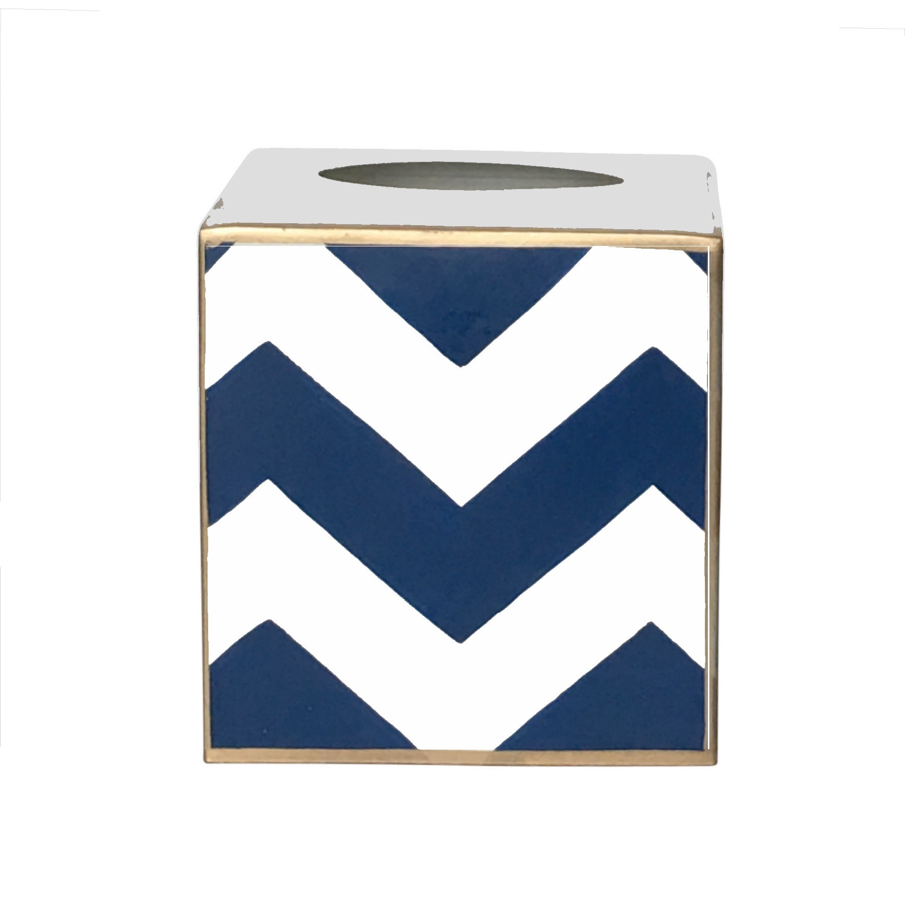 Dana Gibson Navy Bargello Wastebasket, Tissue Box