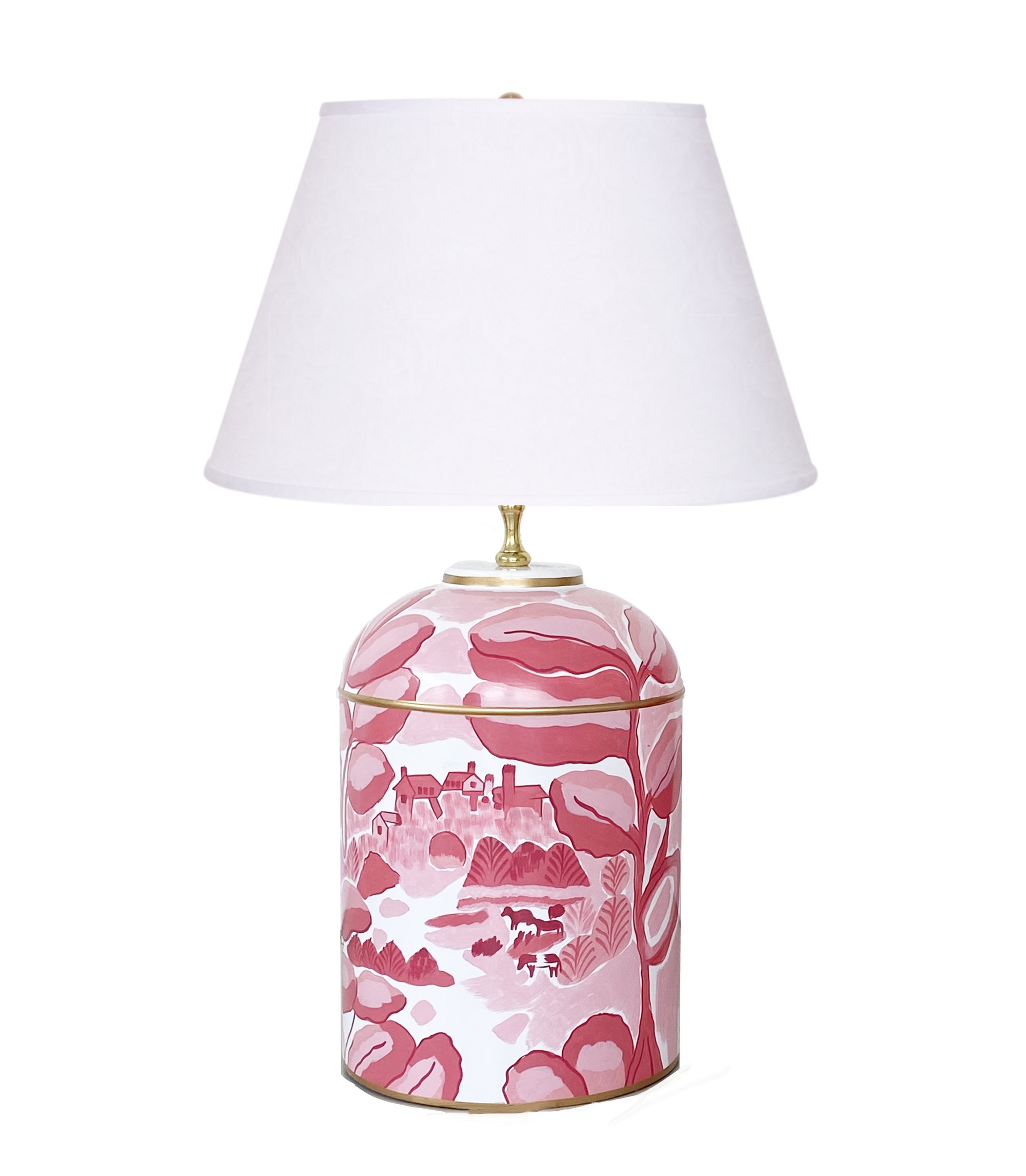 Bristow in Pink Tea Caddy Lamp by Dana Gibson