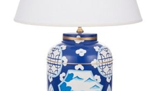 Dana Gibson Blue Canton Tea Caddy Lamp in Small