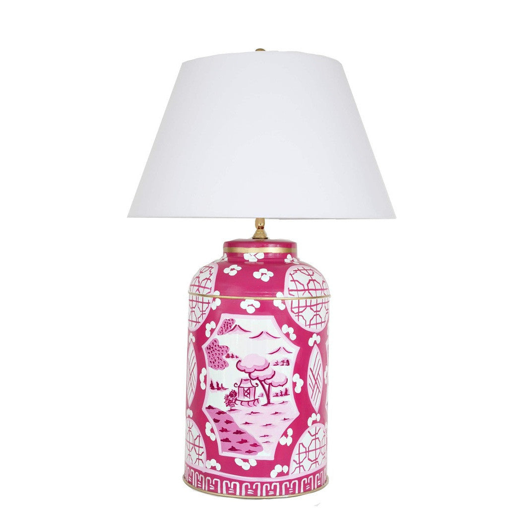 Canton in Pink Tea Caddy Lamp by Dana Gibson