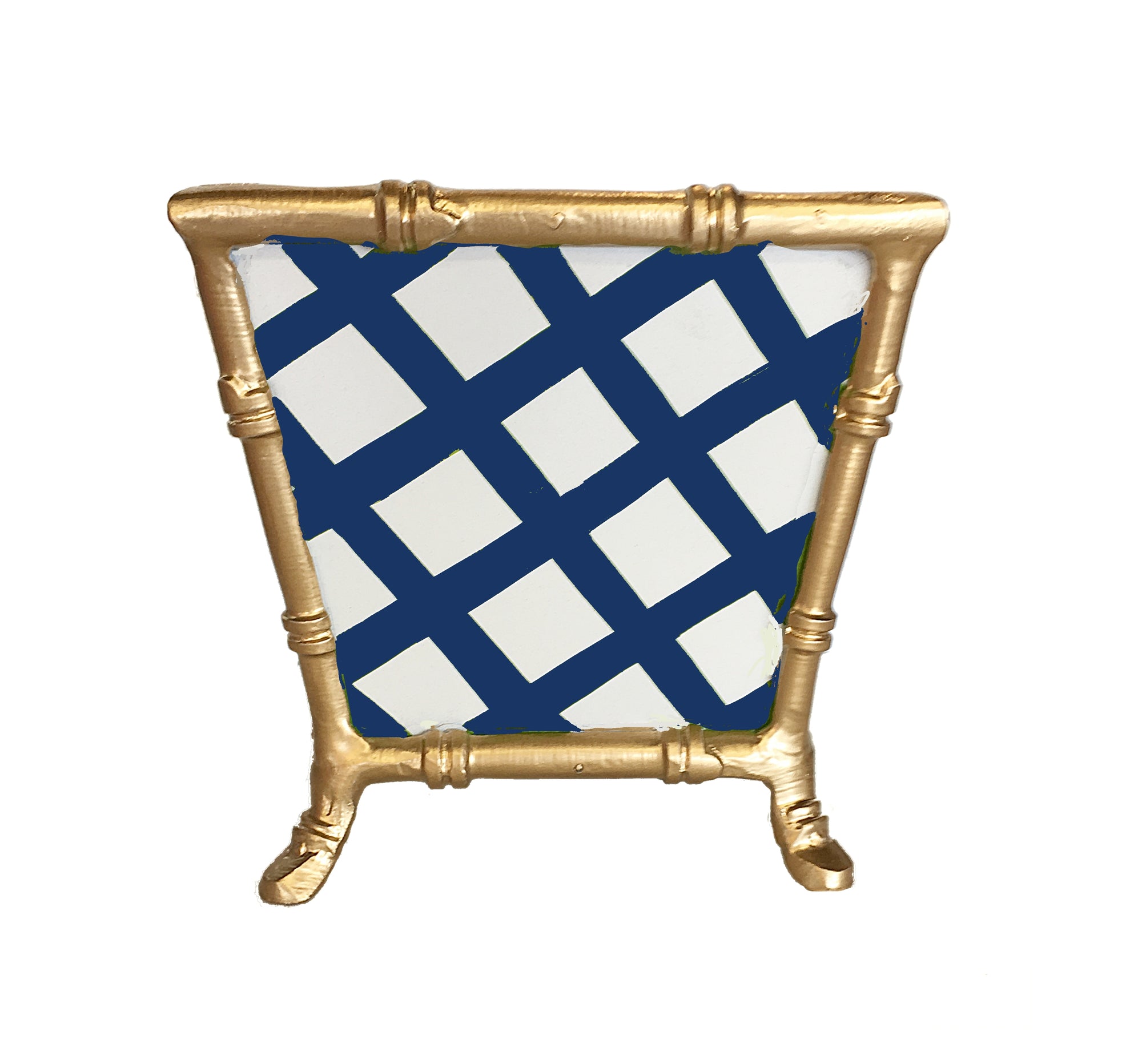 Dana Gibson Bamboo in Blue Lattice Cachepot