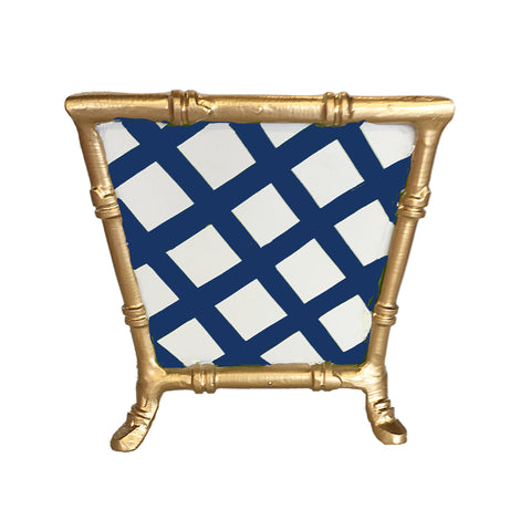 Dana Gibson Bamboo in Blue Lattice Cachepot