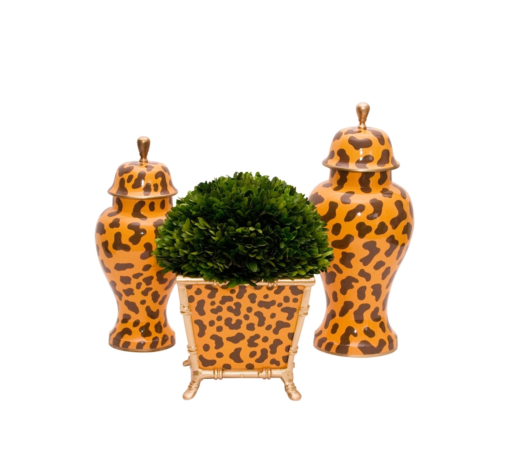 Dana Gibson Golden Leopard Cachepot