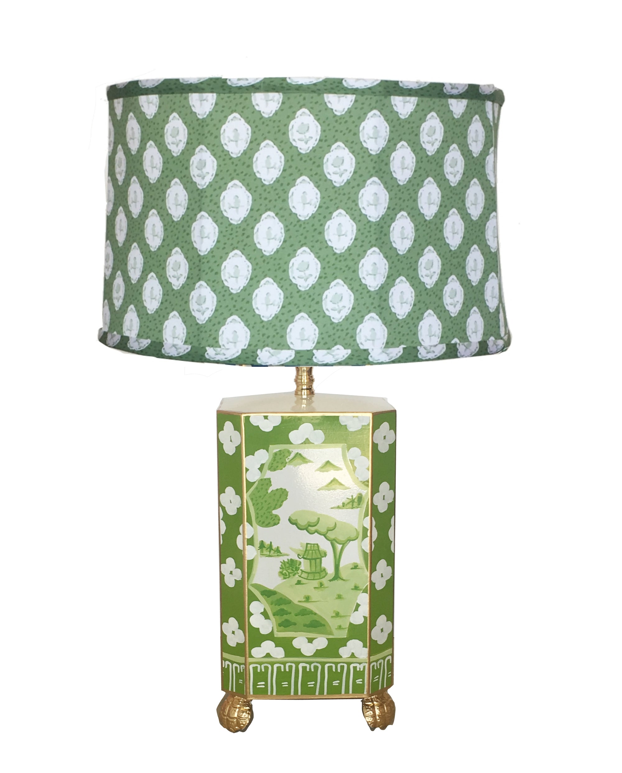 Dana Gibson Canton in Green Lamp with Green Bellamy Shade