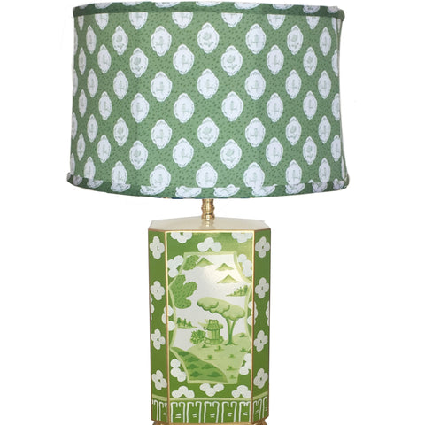 Canton in Green Lamp with Green Bellamy Shade by Dana Gibson