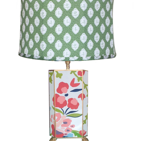 Dana Gibson Chintz  Lamp with Green Bellamy Shade