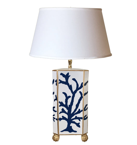 Dana Gibson Navy Coral Table Lamp