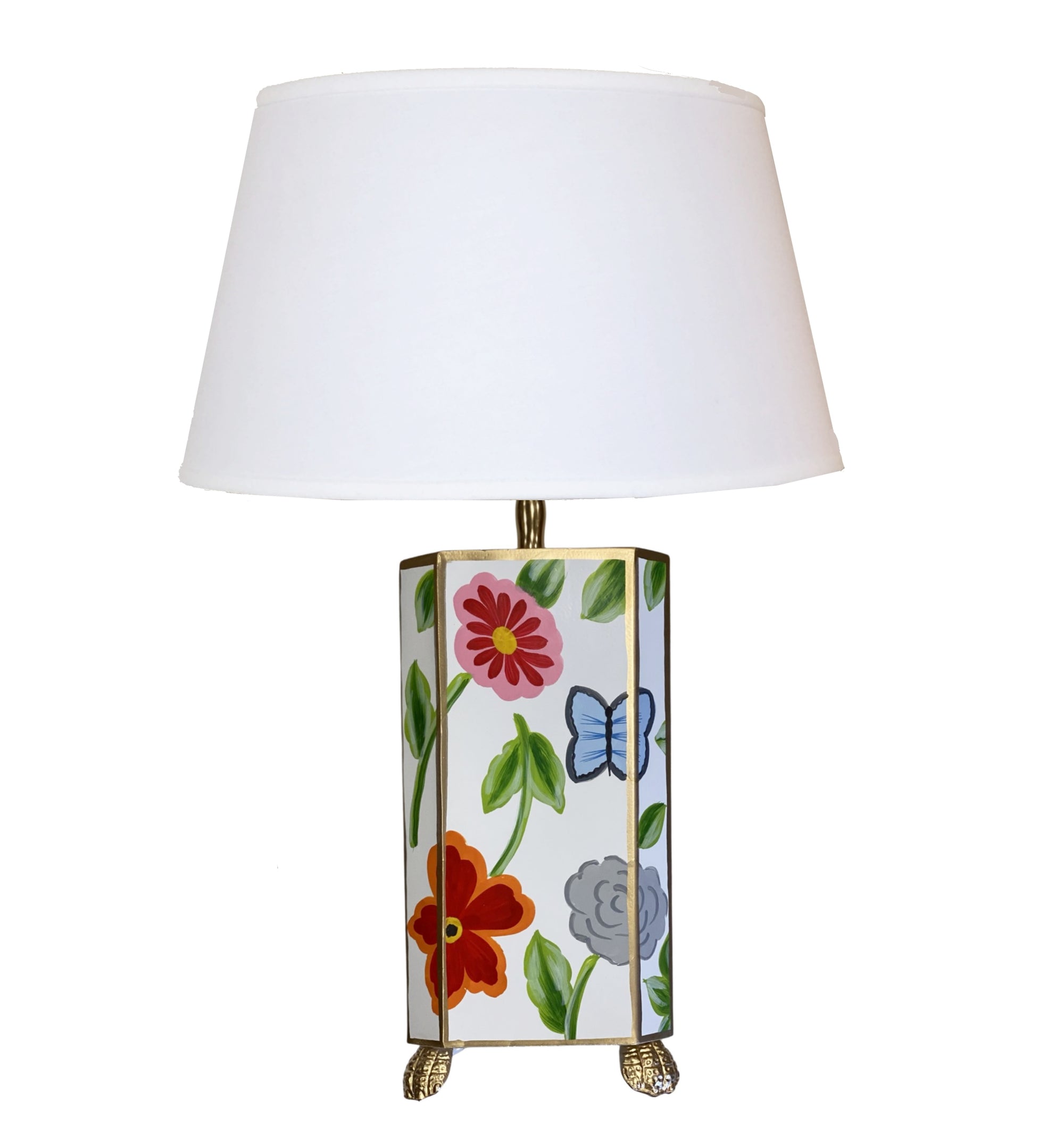 White Flower Lamp with White Shade