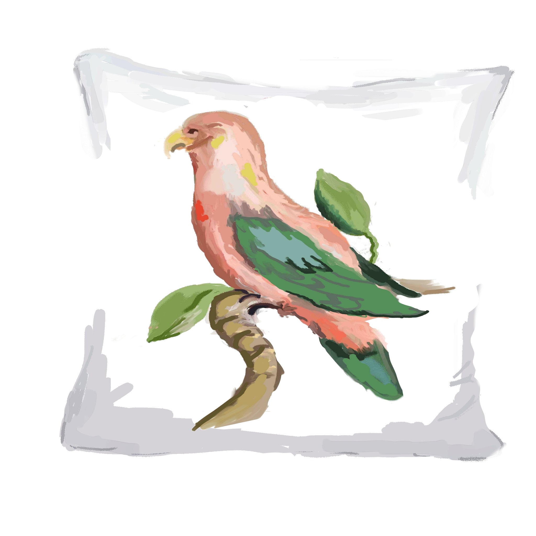 Dana Gibson Pink Parrot Pillow, 18"