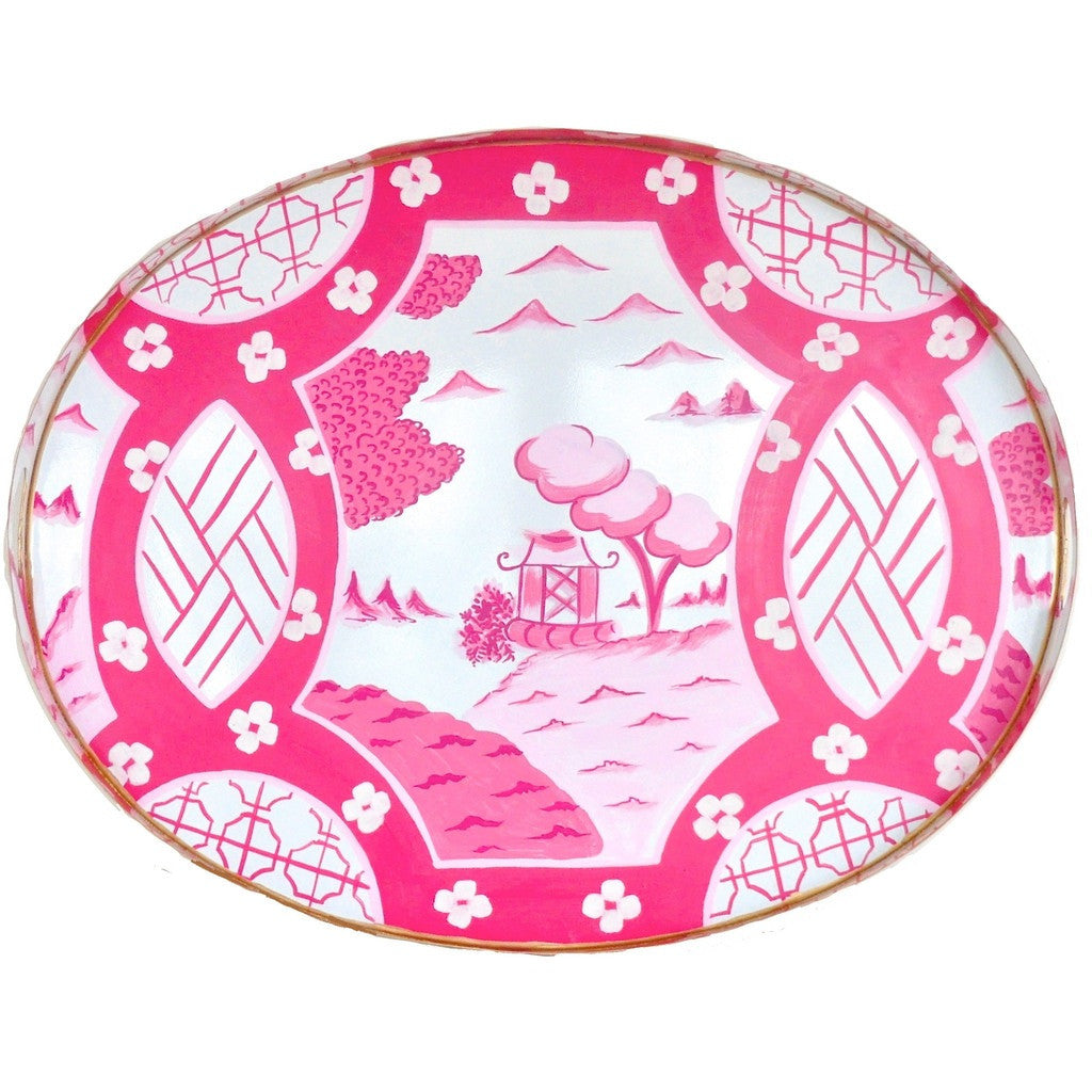 Canton in Pink Oval Tray by Dana Gibson