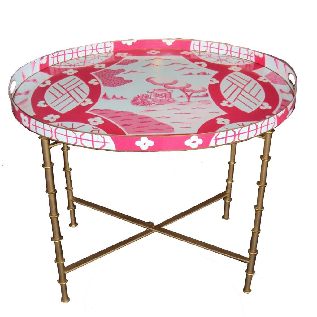 Canton in Pink Oval Coffee Table by Dana Gibson