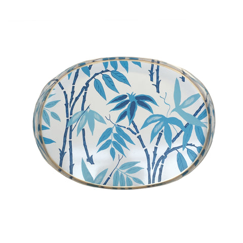 Dana Gibson Fontaine in Blue  Oval Tray