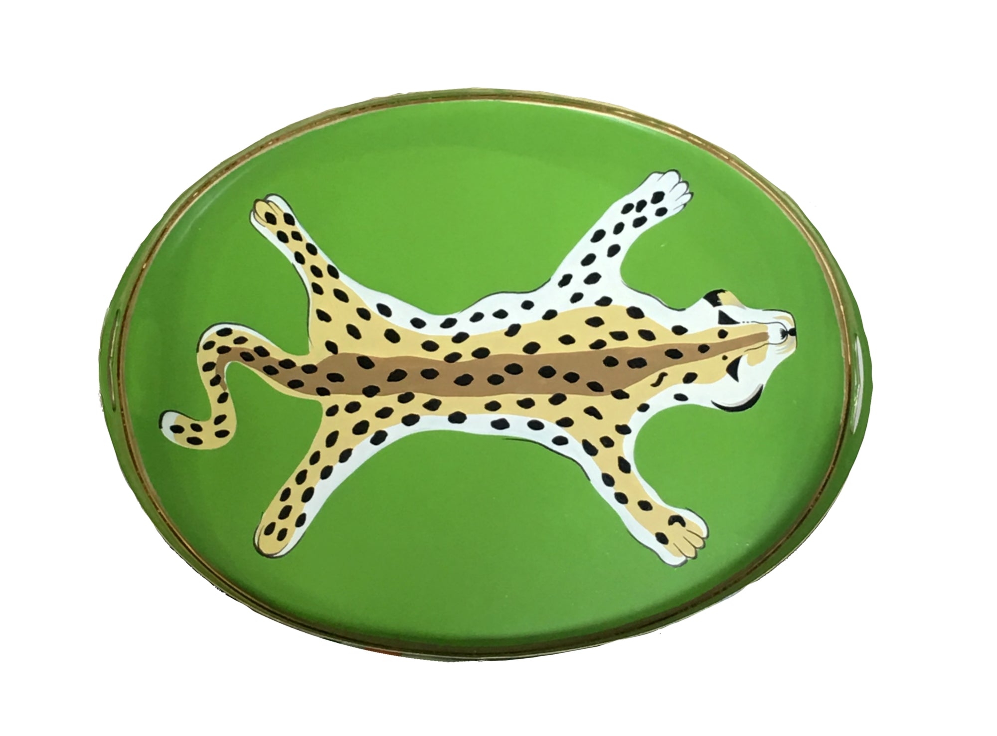 Oval Tray in Green Leopard