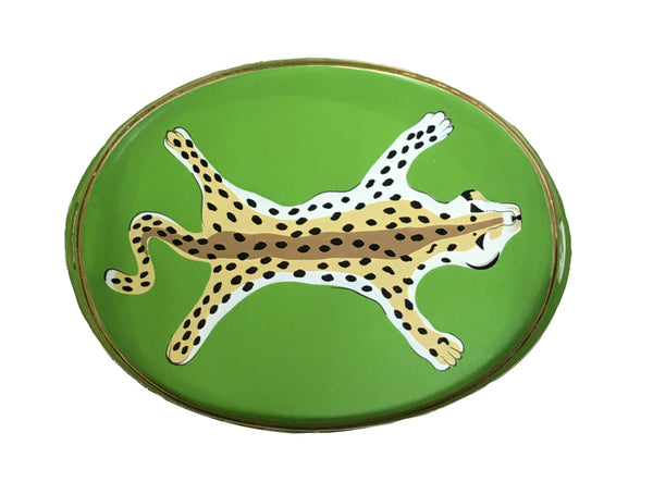 Oval Tray in Green Leopard 2ndQ