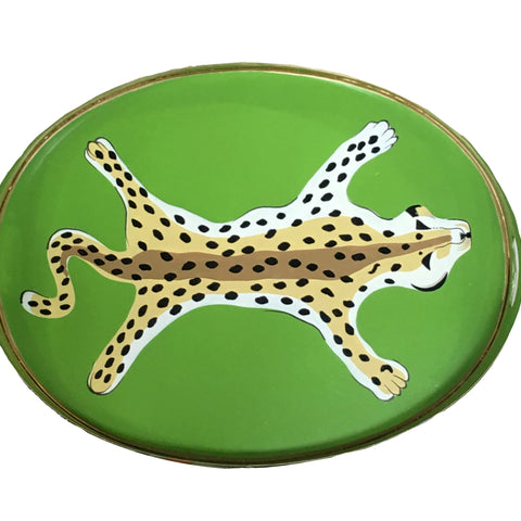 Oval Tray in Green Leopard 2ndQ