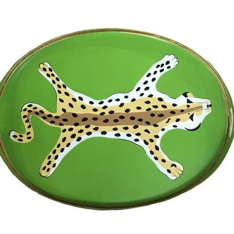 Oval Tray in Green Leopard
