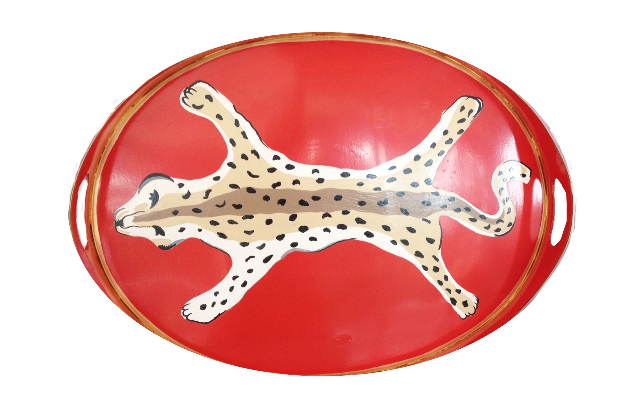 Dana Gibson Oval Tray in Orange Leopard