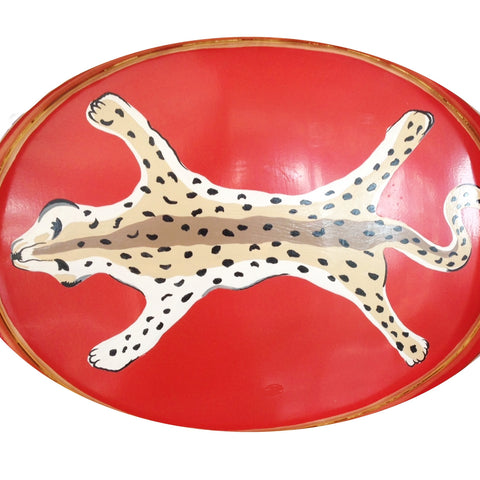 Dana Gibson Oval Tray in Orange Leopard