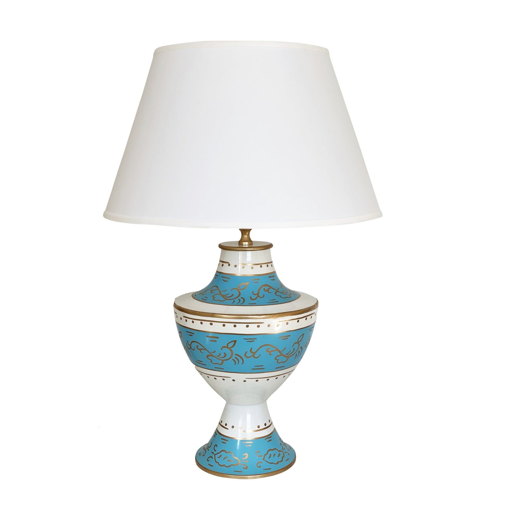 Dana Gibson Klismos Lamp in Jules Turquoise Lamp