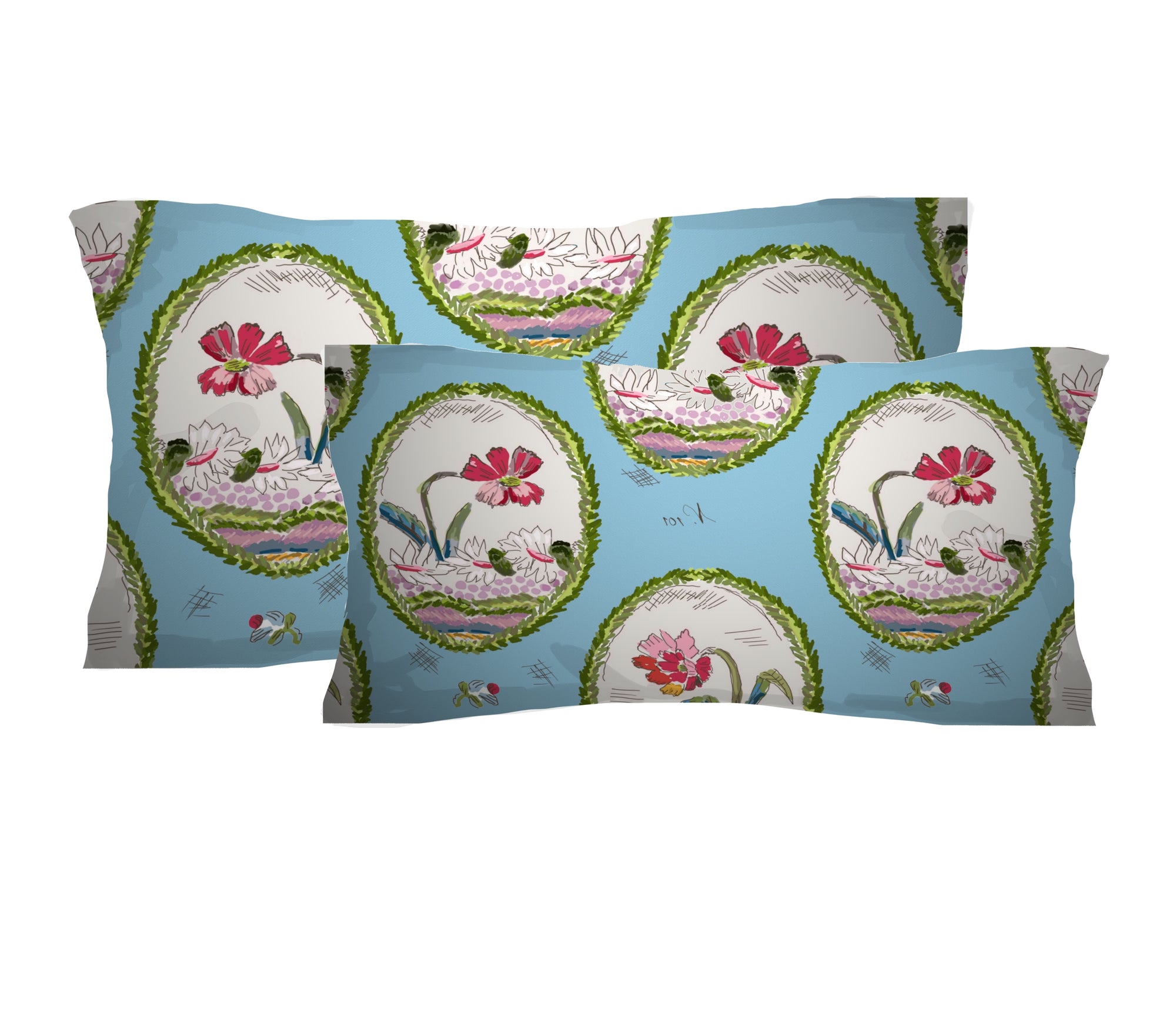 Dana Gibson Botany in Blue Jumbo Lumbar