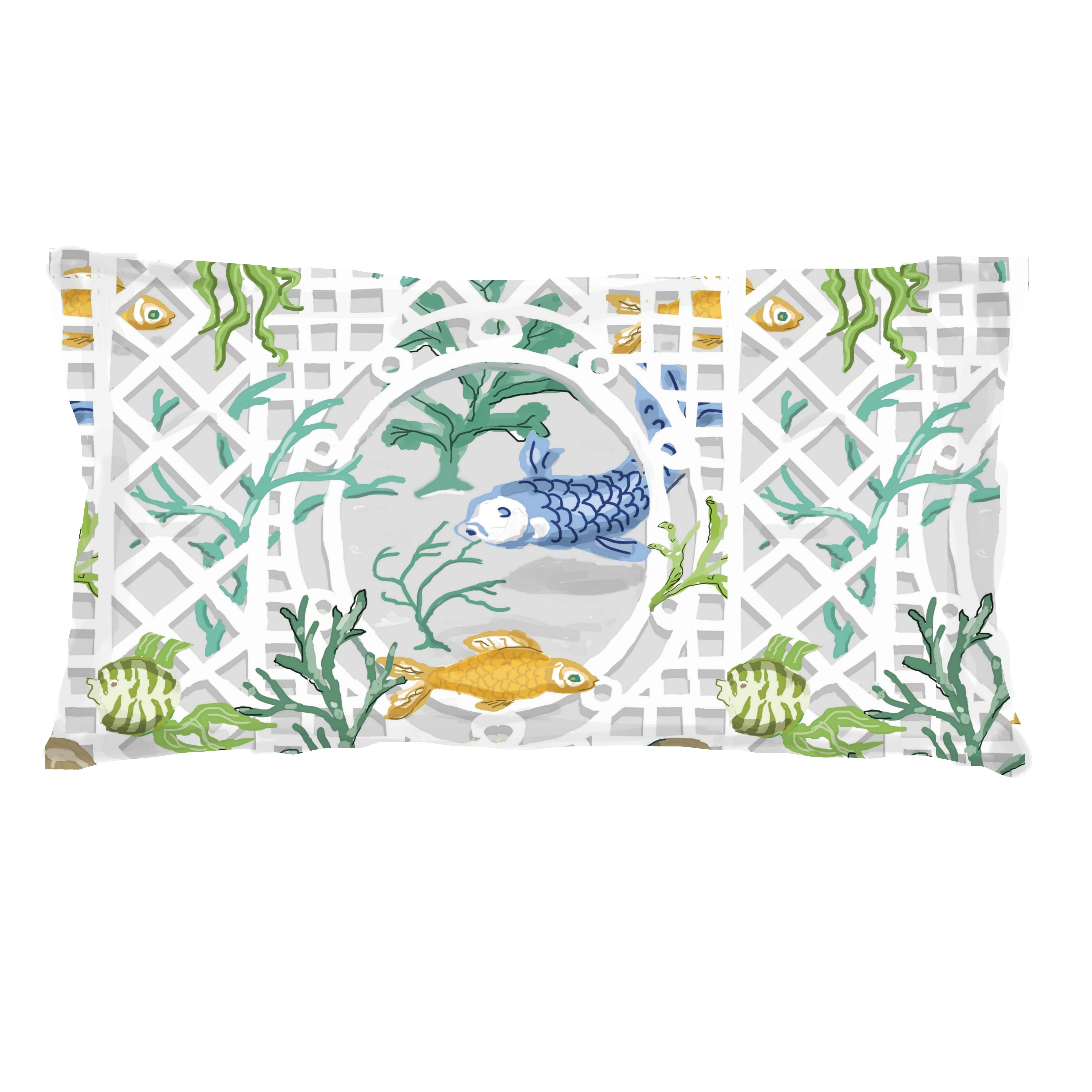 Dana Gibson Fish Bowl Lumbar in Blue