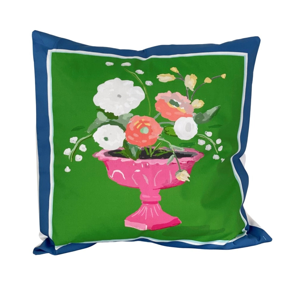 Dana Gibson Cora Pillow in Green with Navy Band