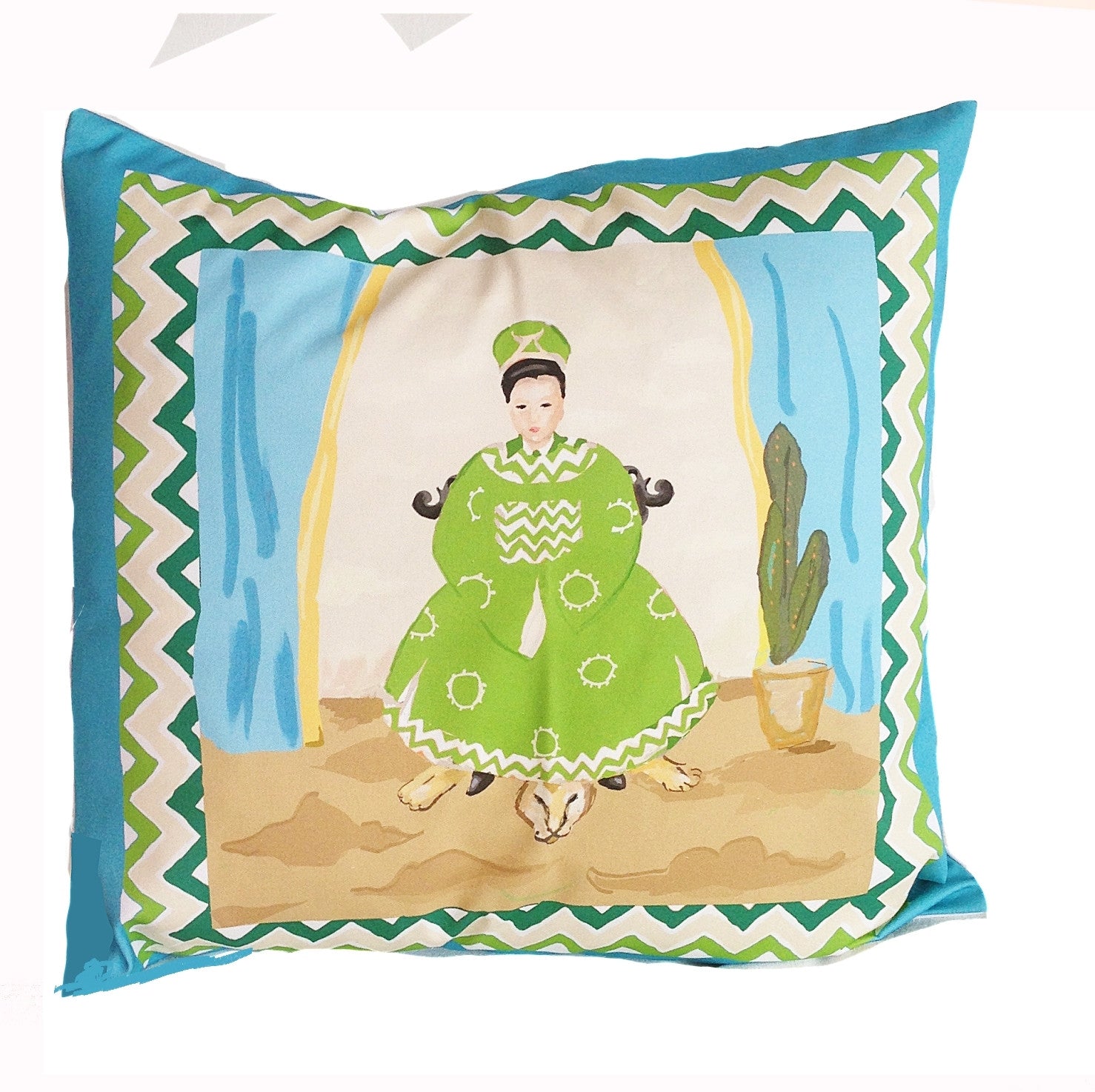 Dana Gibson Empress Pillow in Turquoise