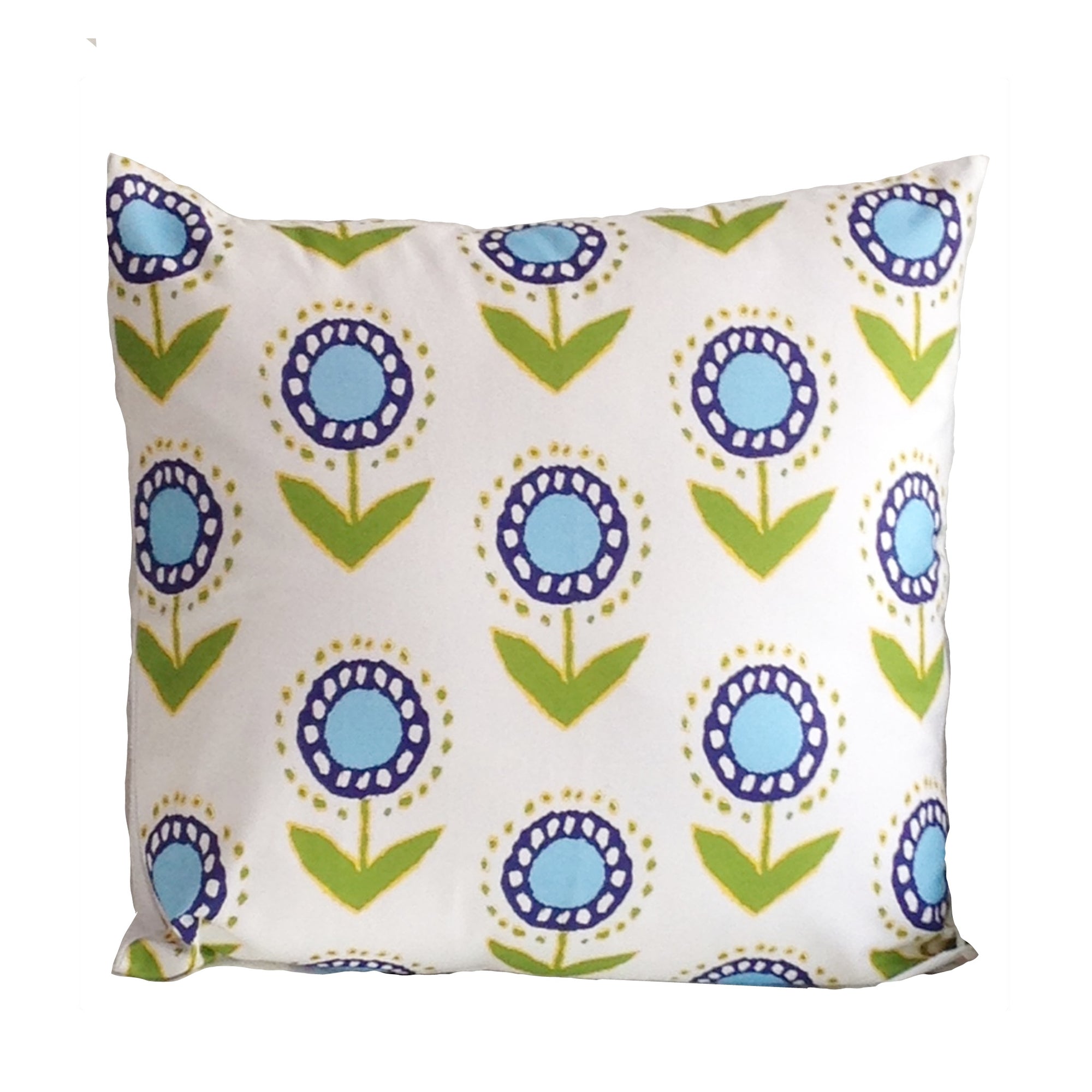 Dana Gibson Posey Ikat in Turquoise on White 22" Pillow