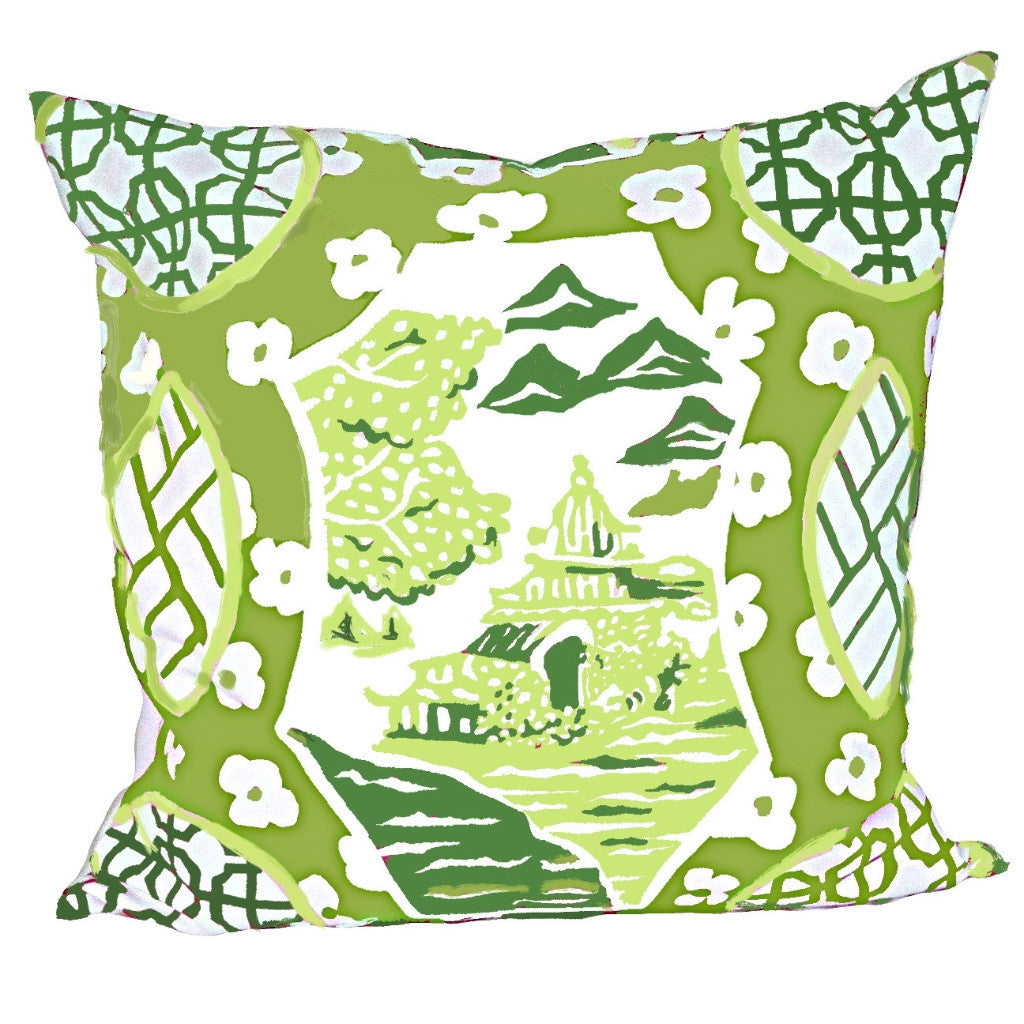 Canton in Green 22" Pillow by Dana Gibson