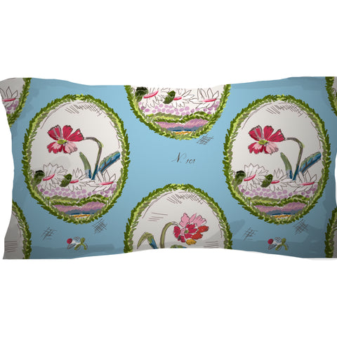 Dana Gibson Botany in Blue Lumbar/Jumbo/Square