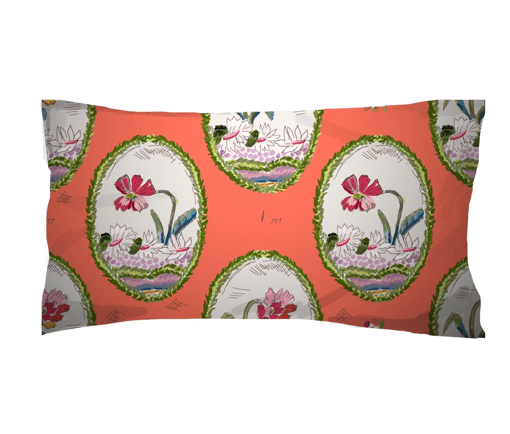 Dana Gibson Botany in Coral in Lumbar/Jumbo/Square