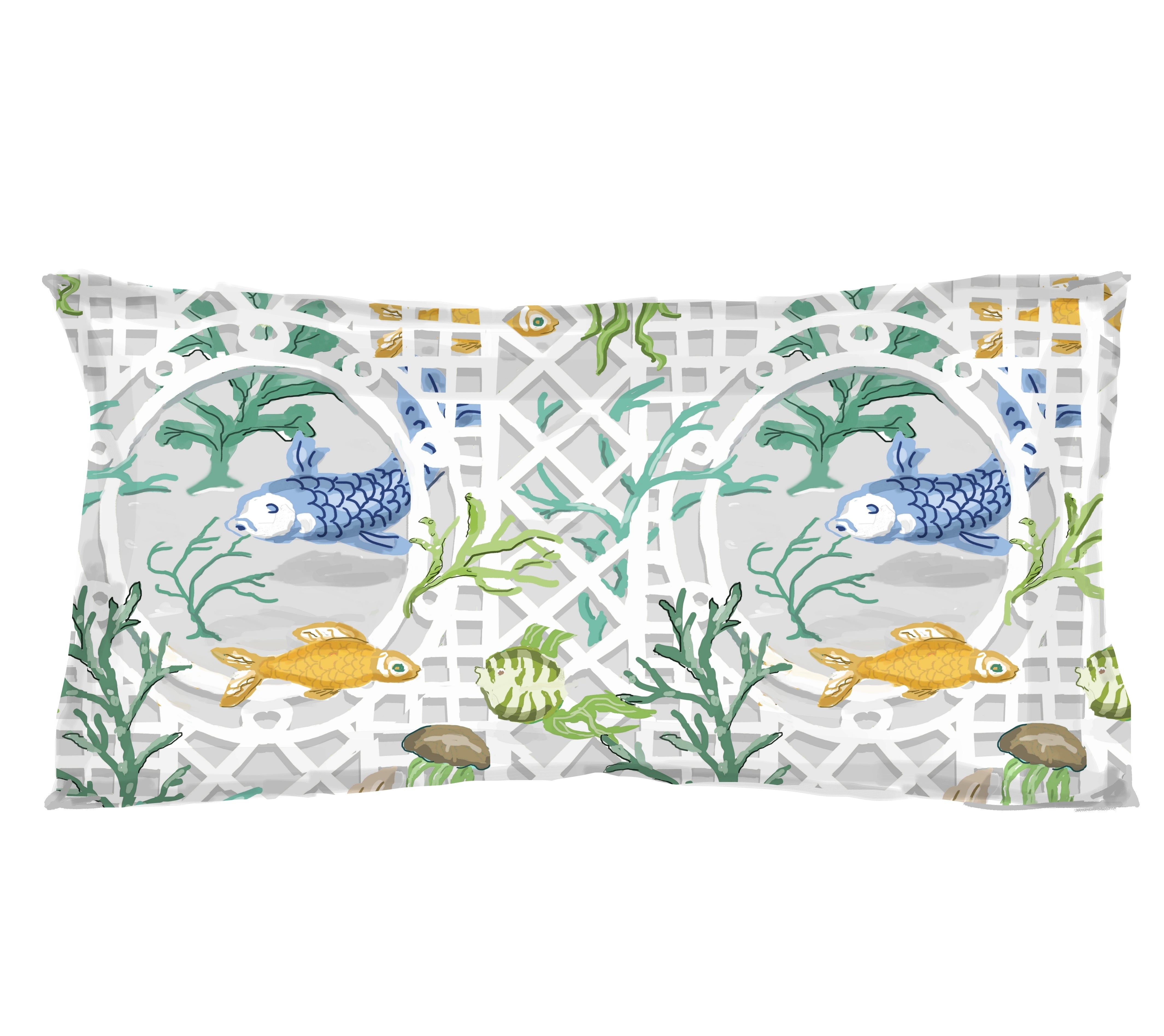 Dana Gibson Fish Bowl in Blue Jumbo Lumbar
