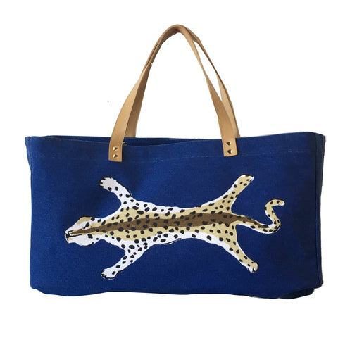 Dana Gibson Navy Leopard Shoulder Tote