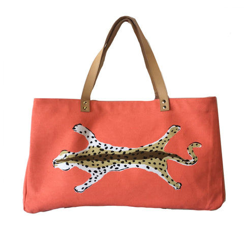 Orange Leopard Shoulder Tote